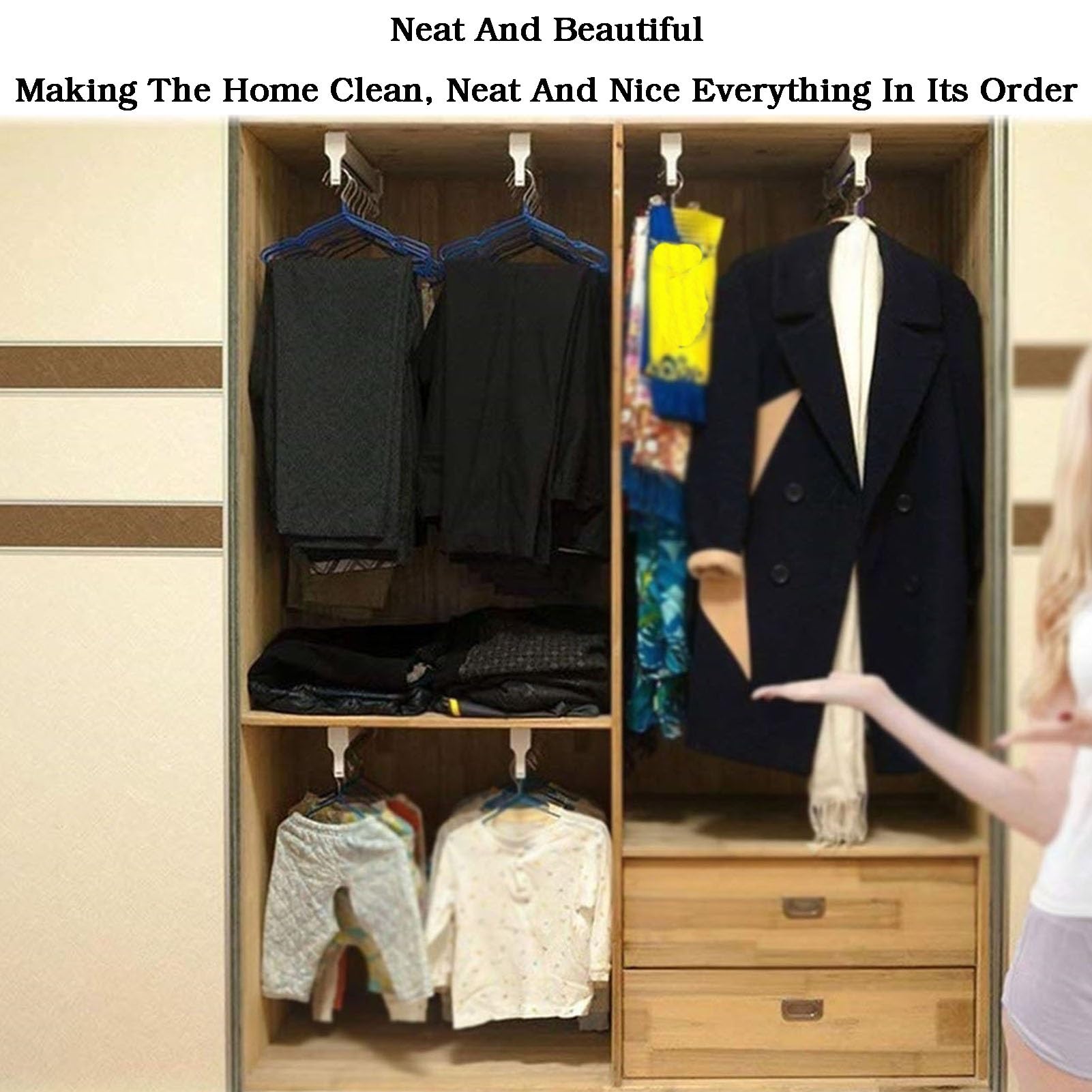 Tringle à vêtements coulissante, Porte-vêtements Extensible pour Armoire, Rangement de Pantalons, Gain de Place (41 cm)