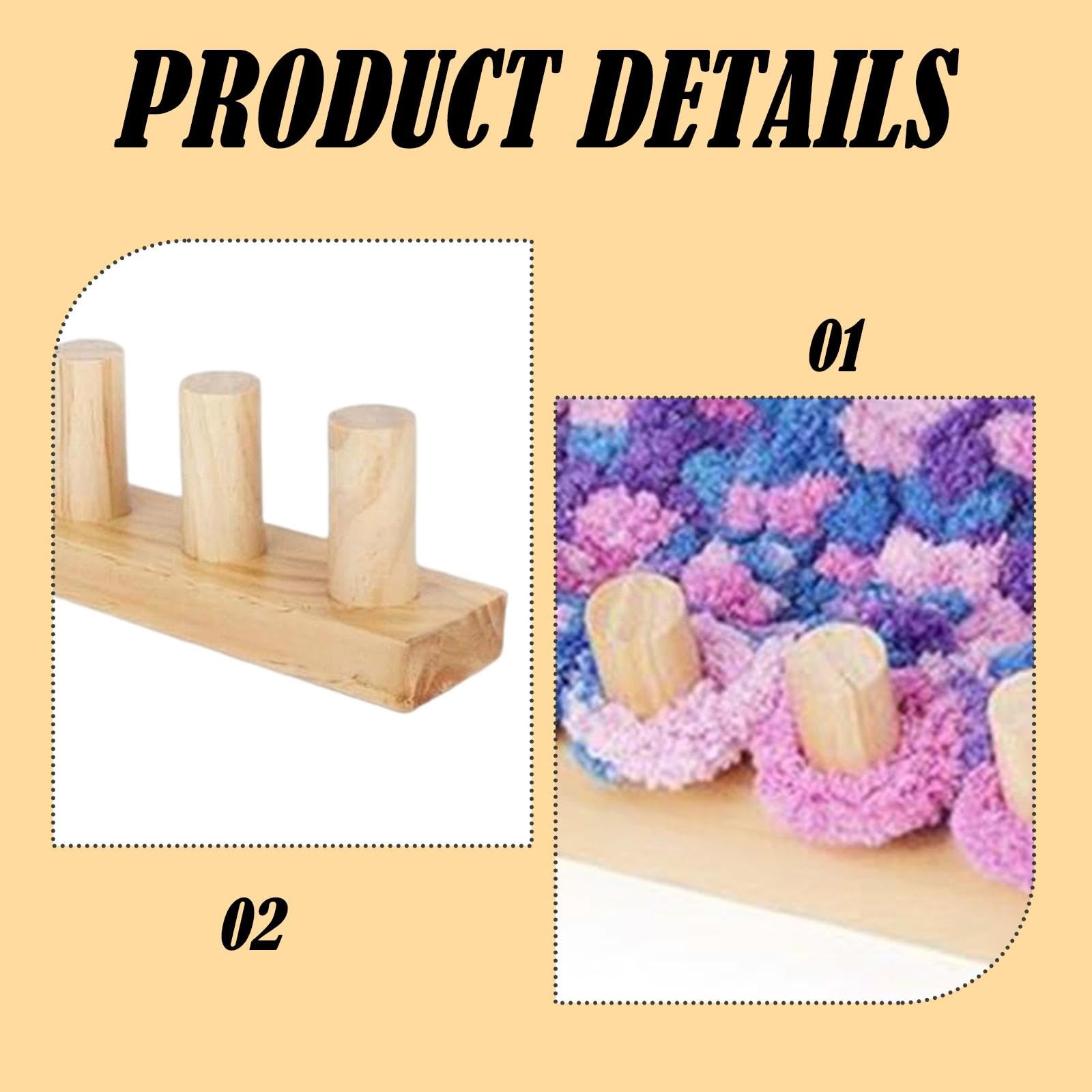 Métier à Tricoter, Kit de Tricot à La Main pour Débutants, Portable, pour La Confection de Couvertures, en Bois, Réutilisable, Accessoire de Cadeaux A, 3 Pièces
