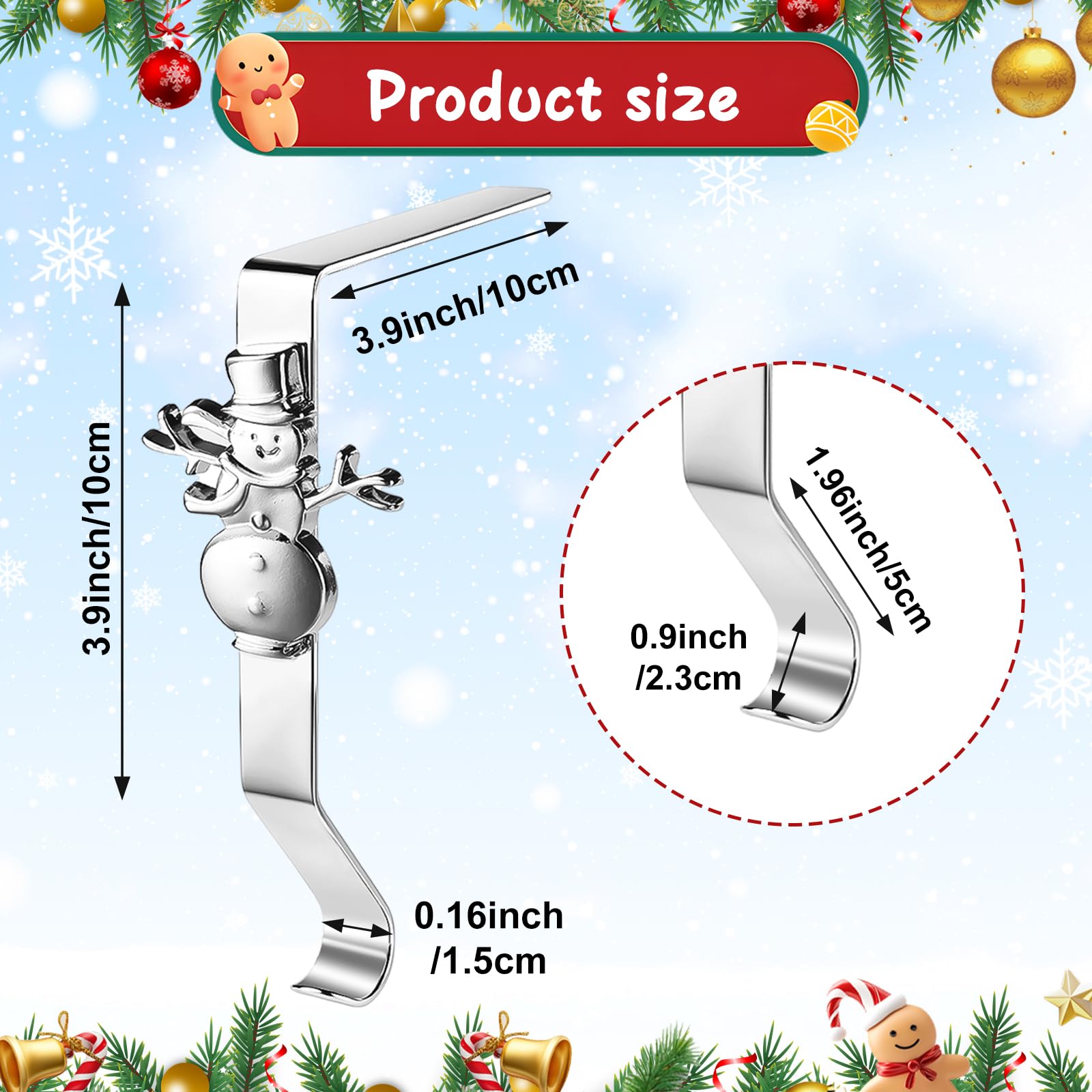 Set di 4 ganci per calza di Babbo Natale per caminetto