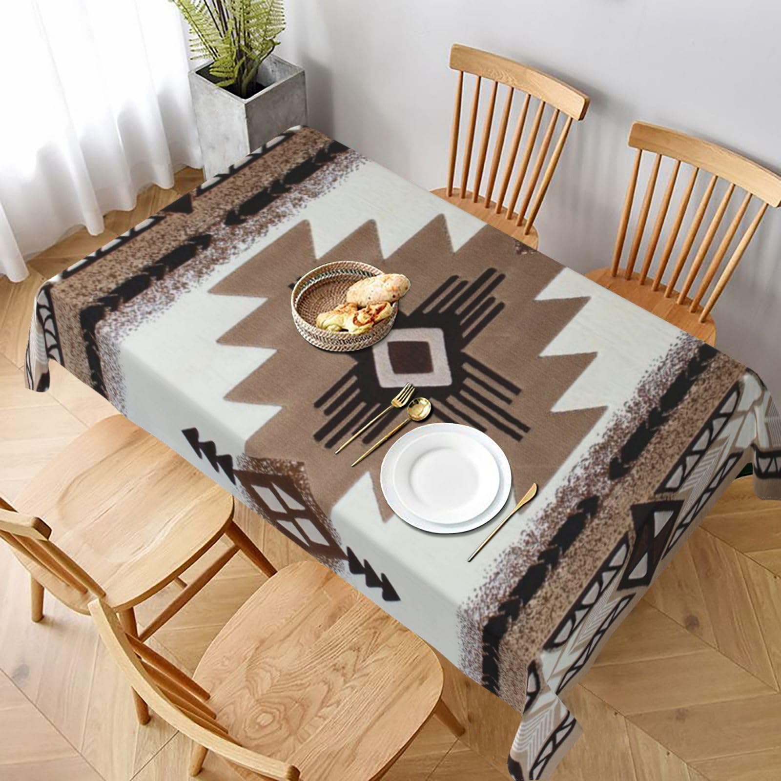 BNVSADC Native American Printed Rectangle Tablecloth 228x152 CM, Water Resistant Polyester Table Cloth Decorative Fabric Table Covers for Kitchen Dining Table Parties Camping