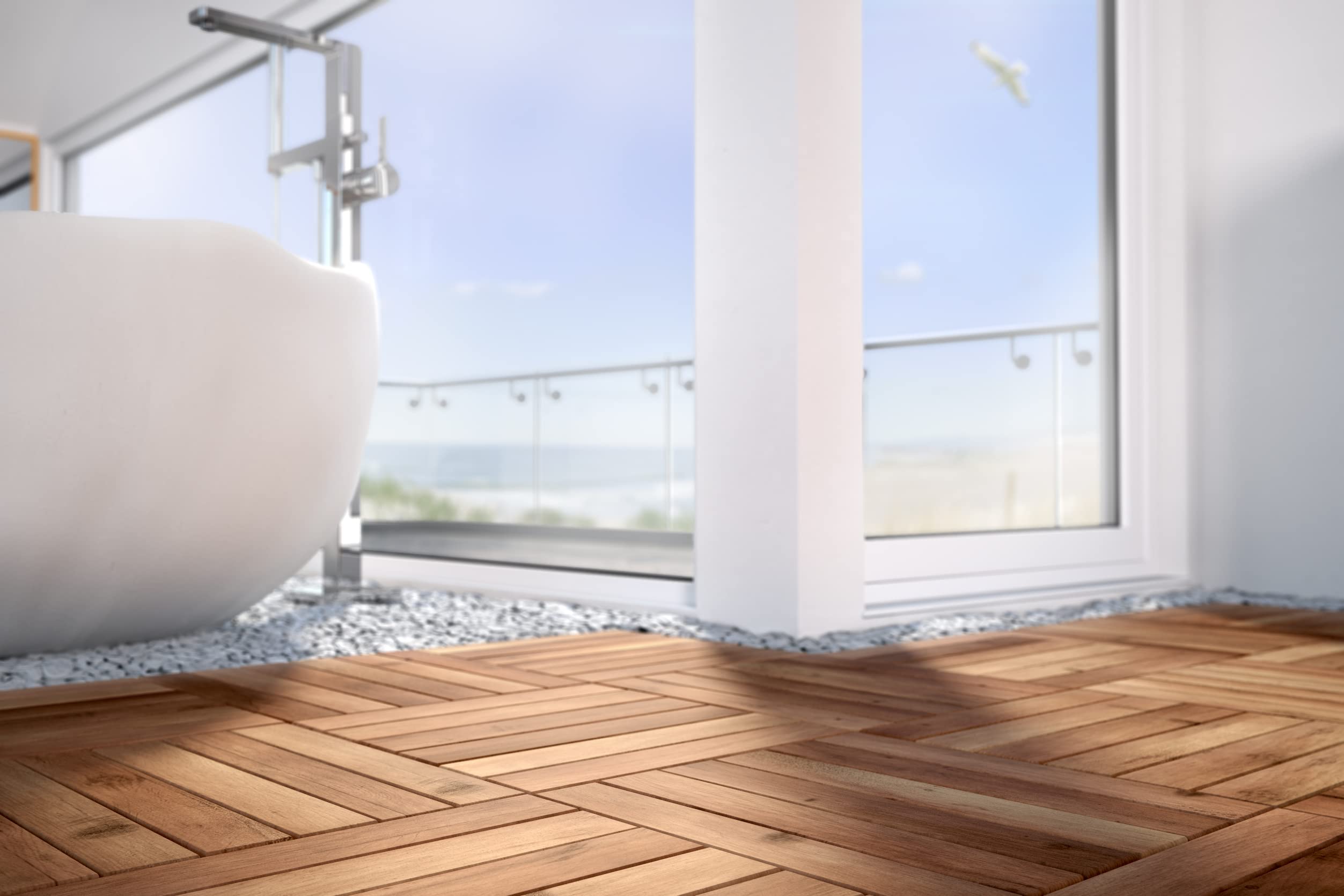 SAM Holzfliese 01 22 Fliesen 2m² 30x30 cm Akazie geölt Drainage Klickfliese | massiv, Bodenbelag mit Drainage, Balkonfliesen, Terrassenfliesen, Klickfliesen, für Balkon Terrasse Garten