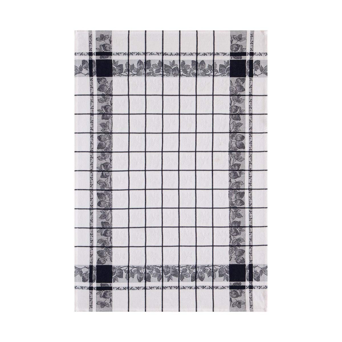 Le Jacquard Francais paño de Cocina Fresas algodón, algodón, Negro, 60 x 80 cm