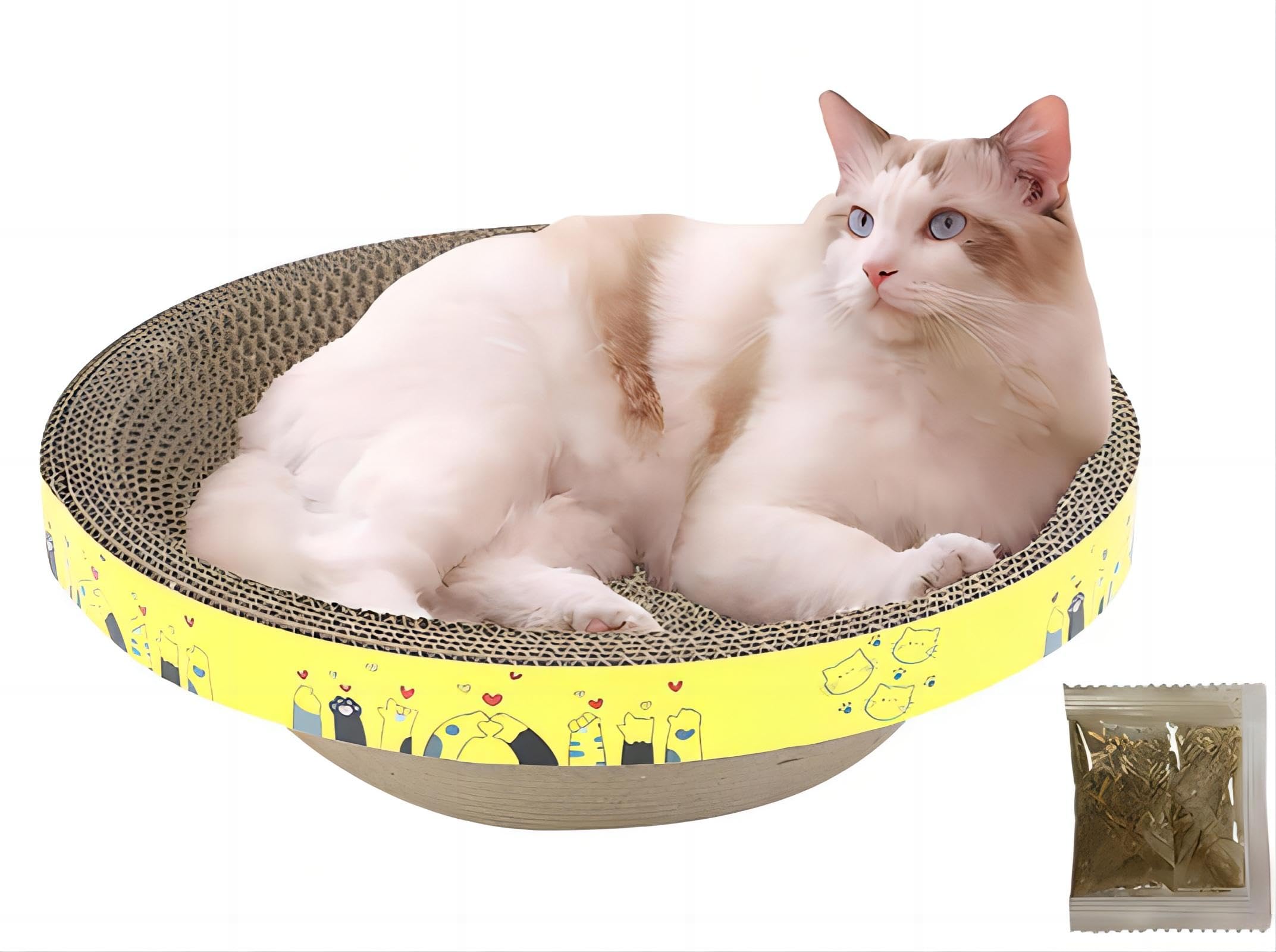 COOLBABY Round Cat Scratcher Cardboard, Corrugated Scratch Pad Lounge Bed for Furniture Protection and Cat Training Toy, Ideal for Sleeping Indoor Cats Small Medium Large Cats (51x12cm)