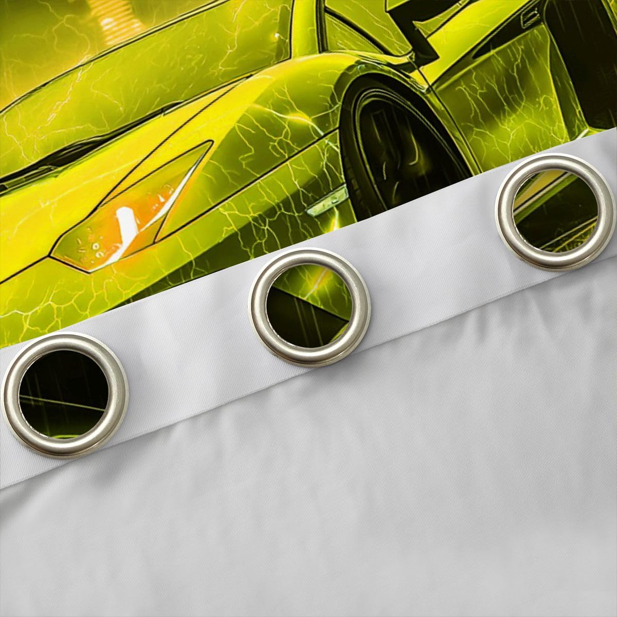 Homewish Speed Car Zasłony zaciemniające, 117 x 183 cm, do salonu, żółte, rozjaśniające się zasłony samochodowe na przelotkach do sypialni, zasłony okienne, 2 panele, sporty ekstremalne dekoracja gry