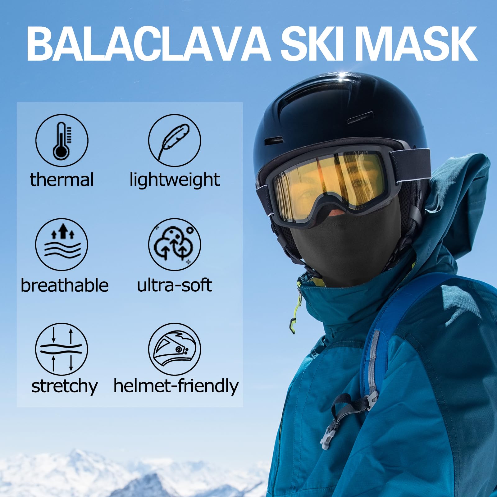 Oliumt Balaclava Ski Mask, Warm, Breathable & Lightweight, Full Coverage Fleece Winter Face Mask for Men & Women (Black)