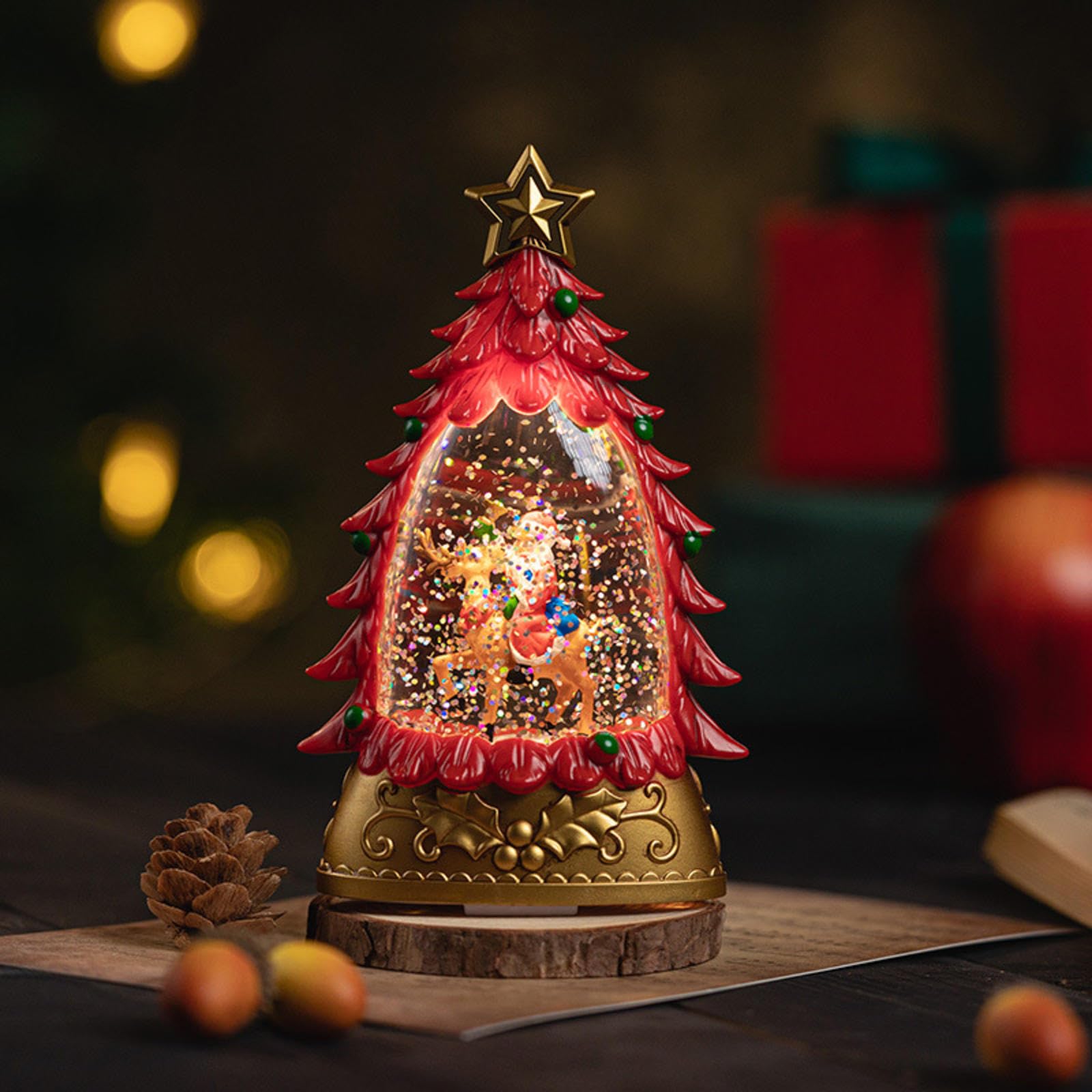 ELGADO Christmas Scene Layout Small Gift Snow Crystal Ball Birthday Gift Decoration