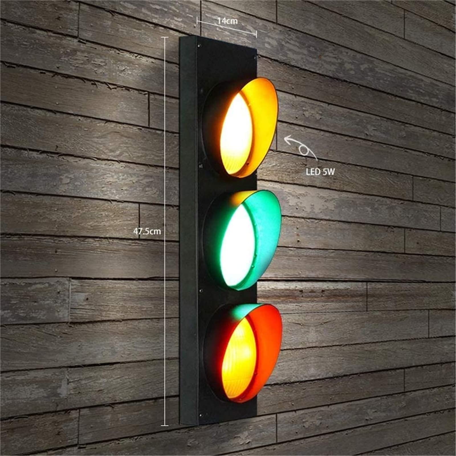 Lampada da parete a semaforo Lampada da parete di sicurezza a LED Lampada da parete verde rossa Segnali creativi per interni Luci Luci da parete industriali retrò Caffetteria Ristorante Bar Lampada