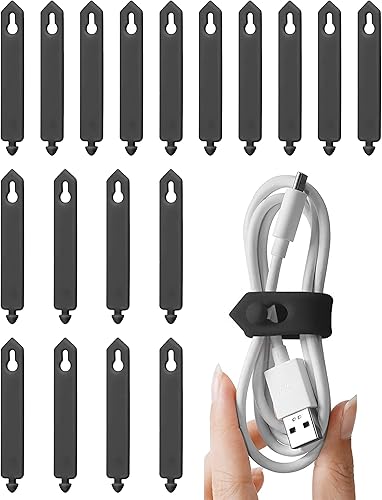 ELFRhino Organizador de cables, clips de correas de cable, lazos de alambre, auriculares, auriculares, soporte para enrollador, administrador de
