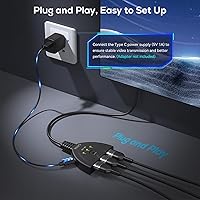 Vista 4 de Interruptor HDMI, divisor HDMI GANA 4K 3 en 1 salida, selector de conmutador de 3 puertos con cable HDMI Pigtail, compatible con reproductor 3D Full