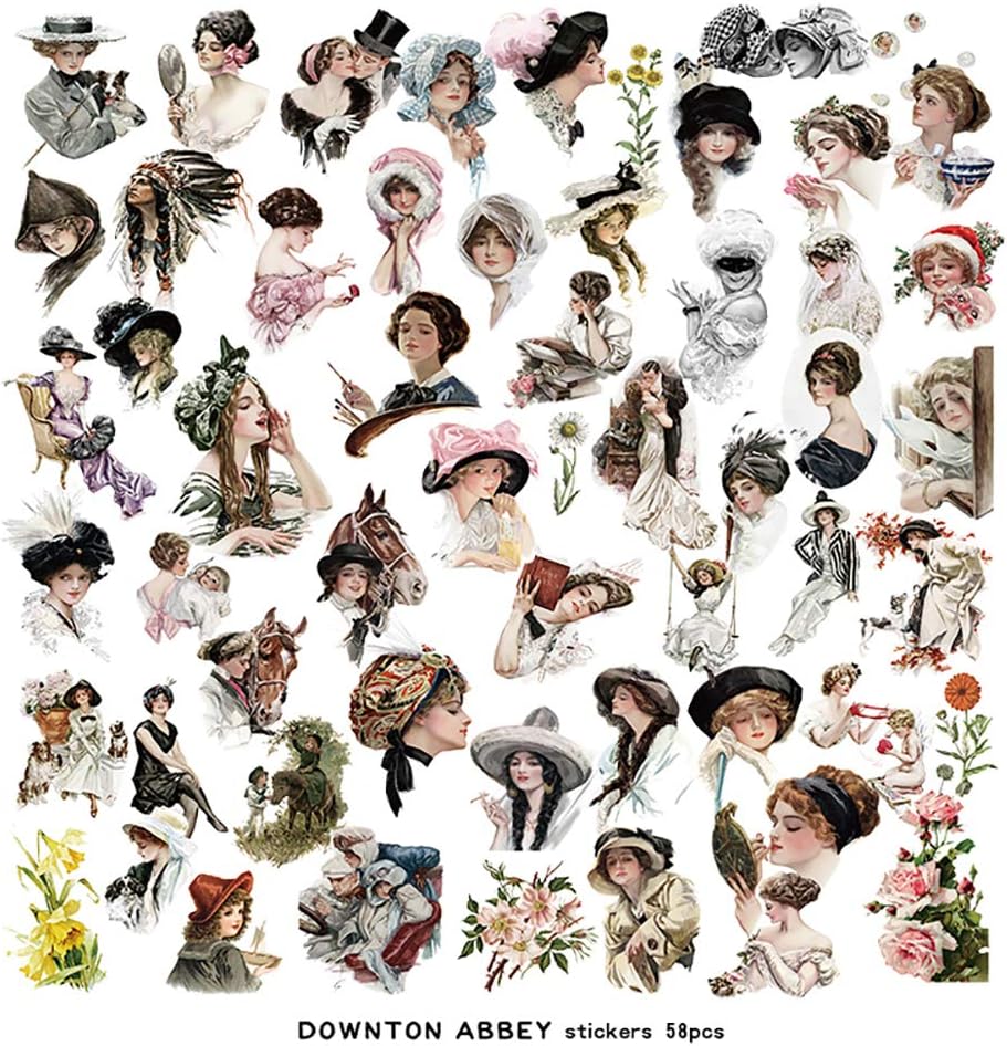 doraking 58pcs vintage translucent old days beauties women girls shaped stickers for laptop scrapbook windows decoration arts crafts sewing