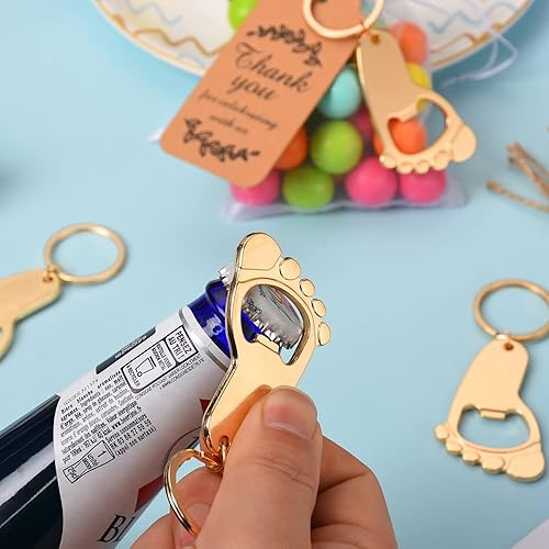 Miniatura 5 de 50 piezas de llavero de huella de bebé, abrebotellas de huella dorada para invitados, baby shower, recuerdos de fiesta para fiestas temáticas,