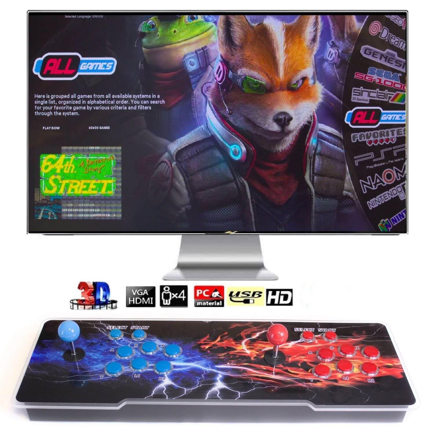 ONFIRE GAMES | PandoraBox X2 PRO | Console Arcade Standalone Con Più di 50000 Titoli Installabili Made in Italy | Tasti Personalizzabili e Controlli Arcade Classici (X2 Pro)