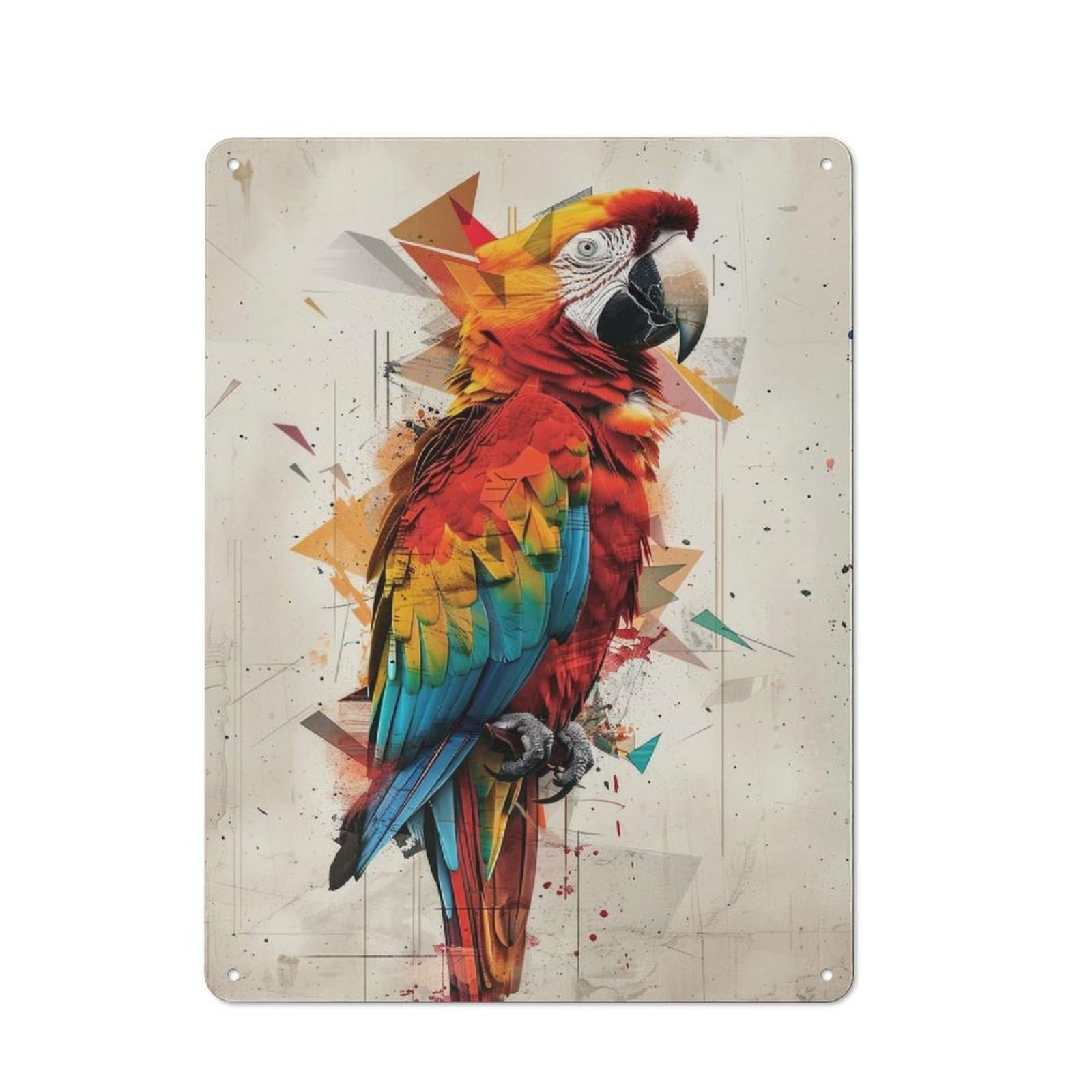 Junmoney Abstract Macaw Retro Tin Sign 40X30cm For Living Room Or Hallway, Gift For Living Room Decor Lovers During The Christmas Season