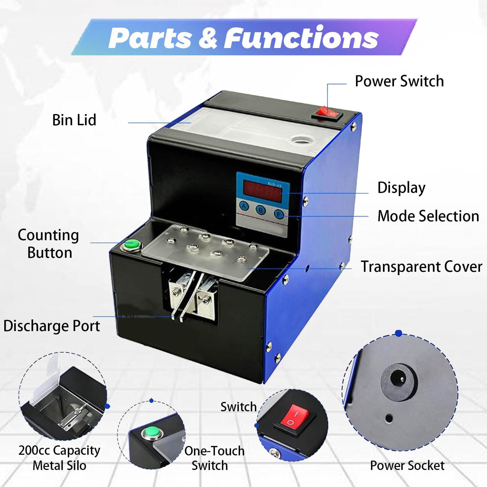 Automatischer Schraubenzähler und Zuführmaschine mit Digitalanzeige, Sicherheitsabdeckung, einstellbare Vibration, 2 Stück/Sekunde, für Verpackungsindustrie