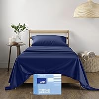 Vista 31 de THREAD SPREAD 100% Sábanas de algodón tamaño Queen - Juego de 4 piezas, 400 hilos, solo sábanas Queen de algodón, suaves, transpirables