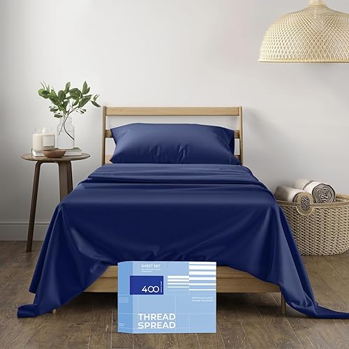 Thread Spread juego de sábanas de 500 hilos, 100% algodón egipcio, cavidad profunda de hasta 18 pulgadas, todos los tamaños y colores, 4 piezas,