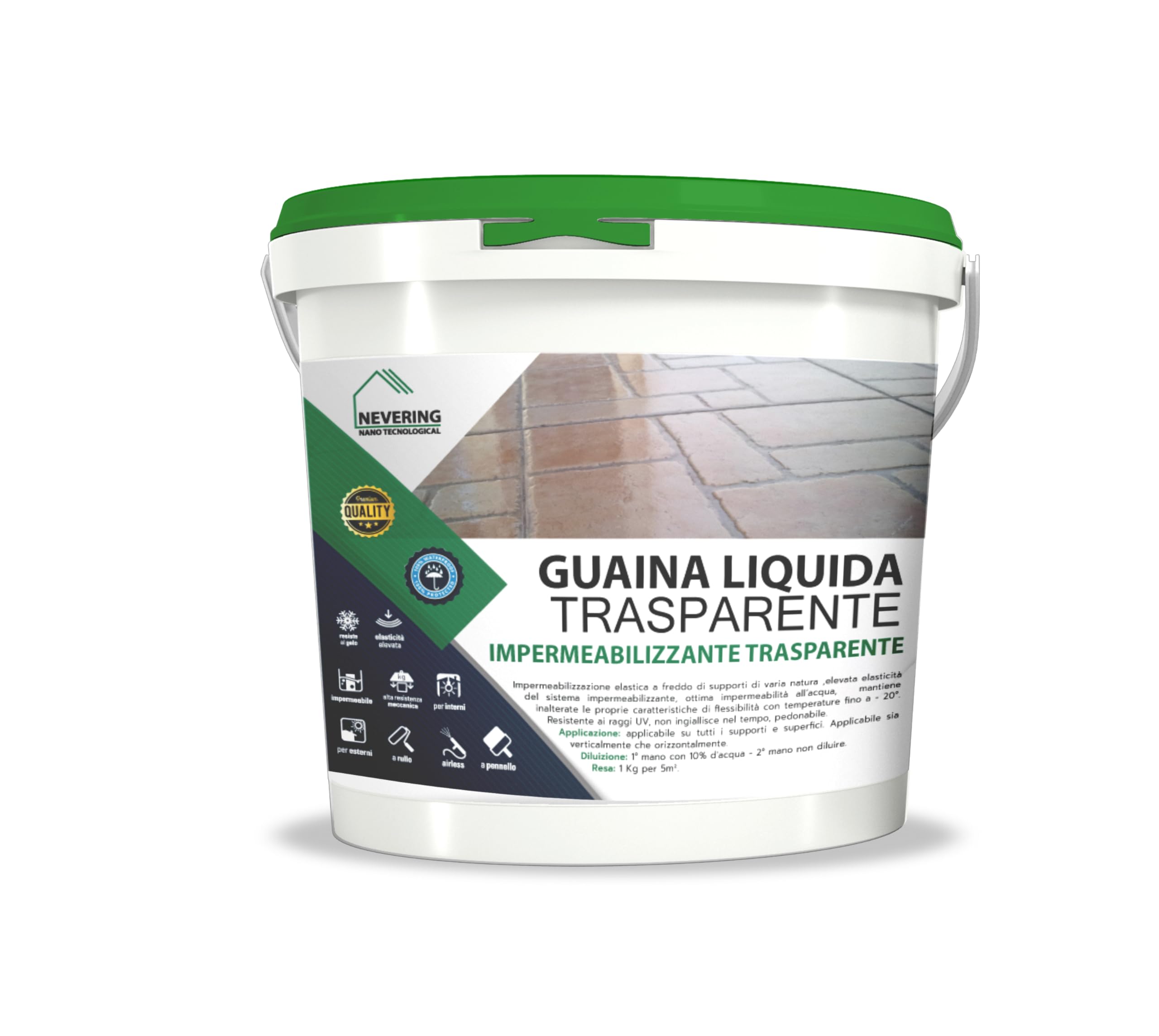 GUAINA LIQUIDA TRASPARENTE - protettivo idrorepellente trasparente per uso  esterno (1 LT) : Amazon.it: Fai da te