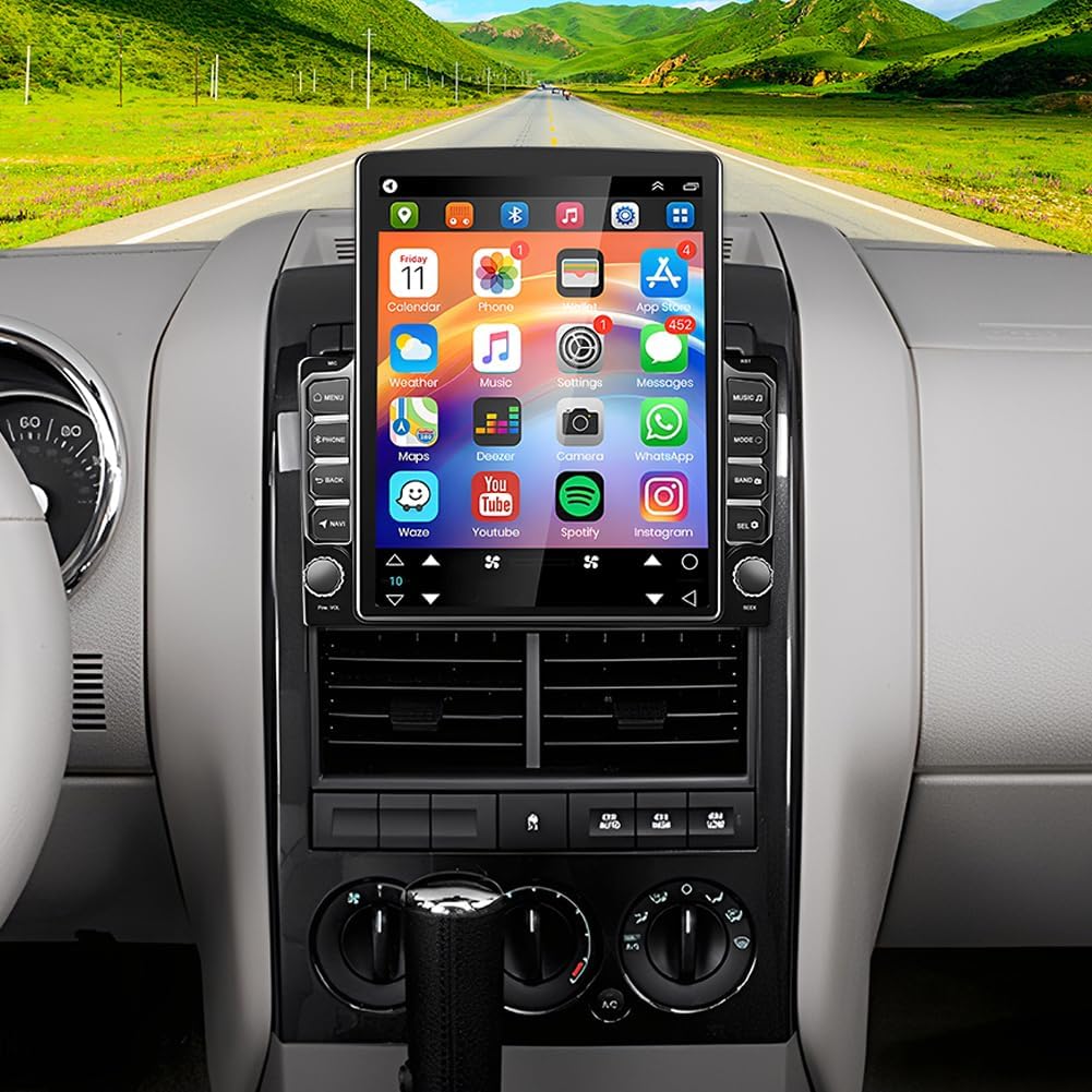 2+64G Double Din Car Stereo Radio for Ford Explorer 2006-2010 Android 9.7 inch Touch Screen Head Unit Car Stereo w/Wireless Carplay Android Auto Support GPS Bluetooth WiFi FM RDS DSP Backup Camera