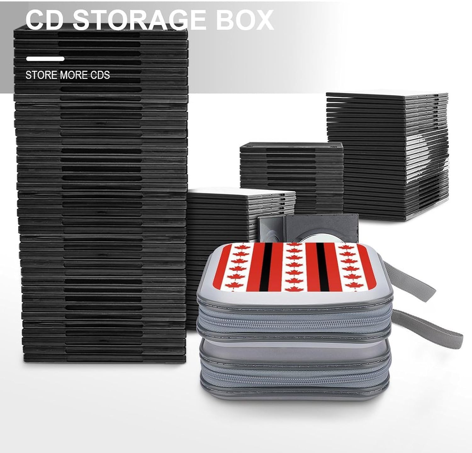 Canada Spliced ​​Canadian Flag Protective CD Case Storage Rack 40 Capacity DVD Holder Organizer Car Travel