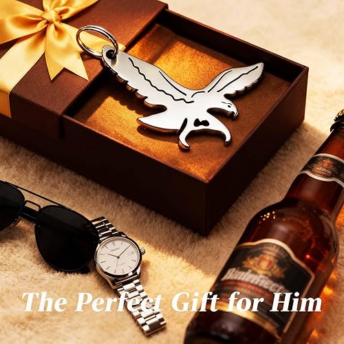 Miniatura 9 de BALD EAGLE - Llavero abridor de botellas de cerveza plateado de aleación de zinc Llavero multiherramienta resistente y ligero Herramienta portátil