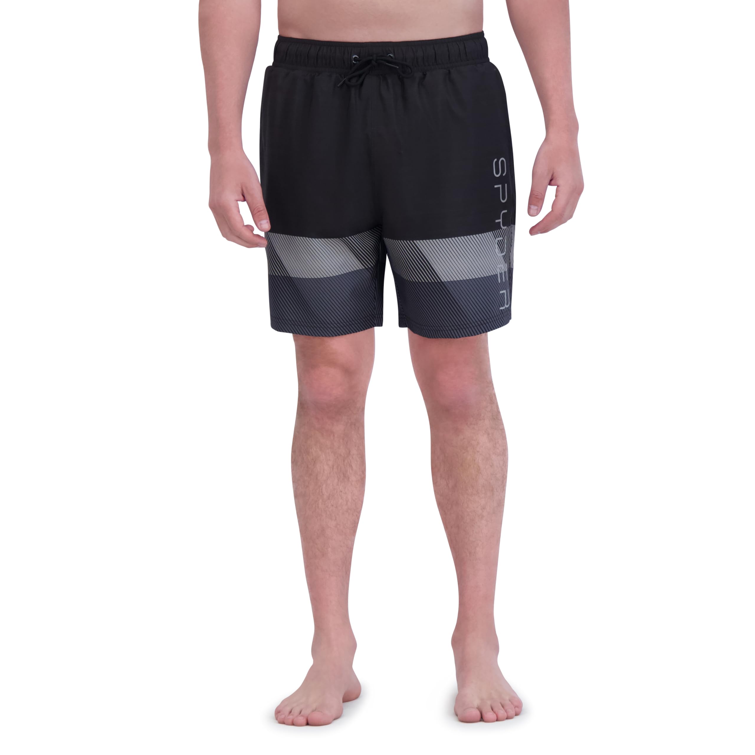 Spyder Spodenki kąpielowe Mężczyźni Swim Trunks, Stretch, Quick-dry, 7-inch Board Shorts, Upf+, Pockets, Compression Brief Liner