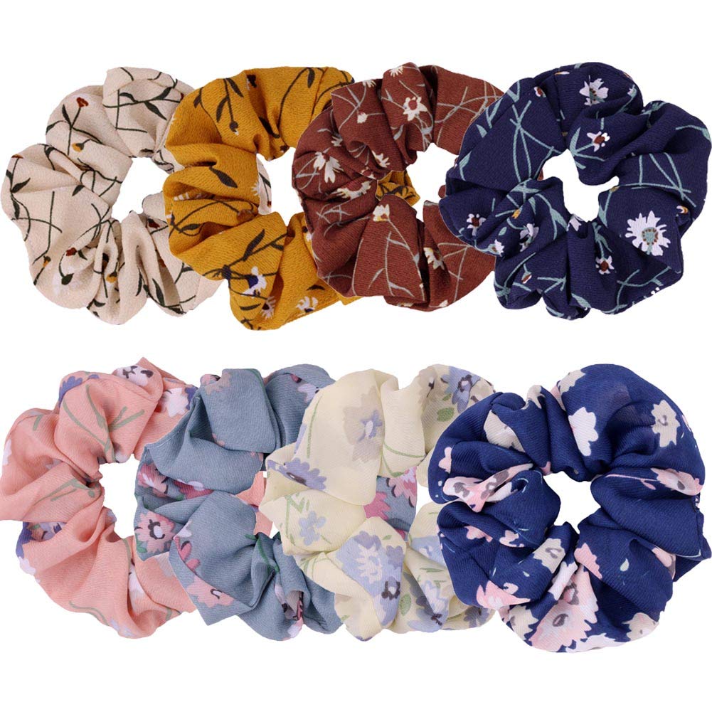 Elastic and Chiffon Floral Hair Scrunchies, Rubber Bands / Hairbands / Bobbles / Ponytail Holder