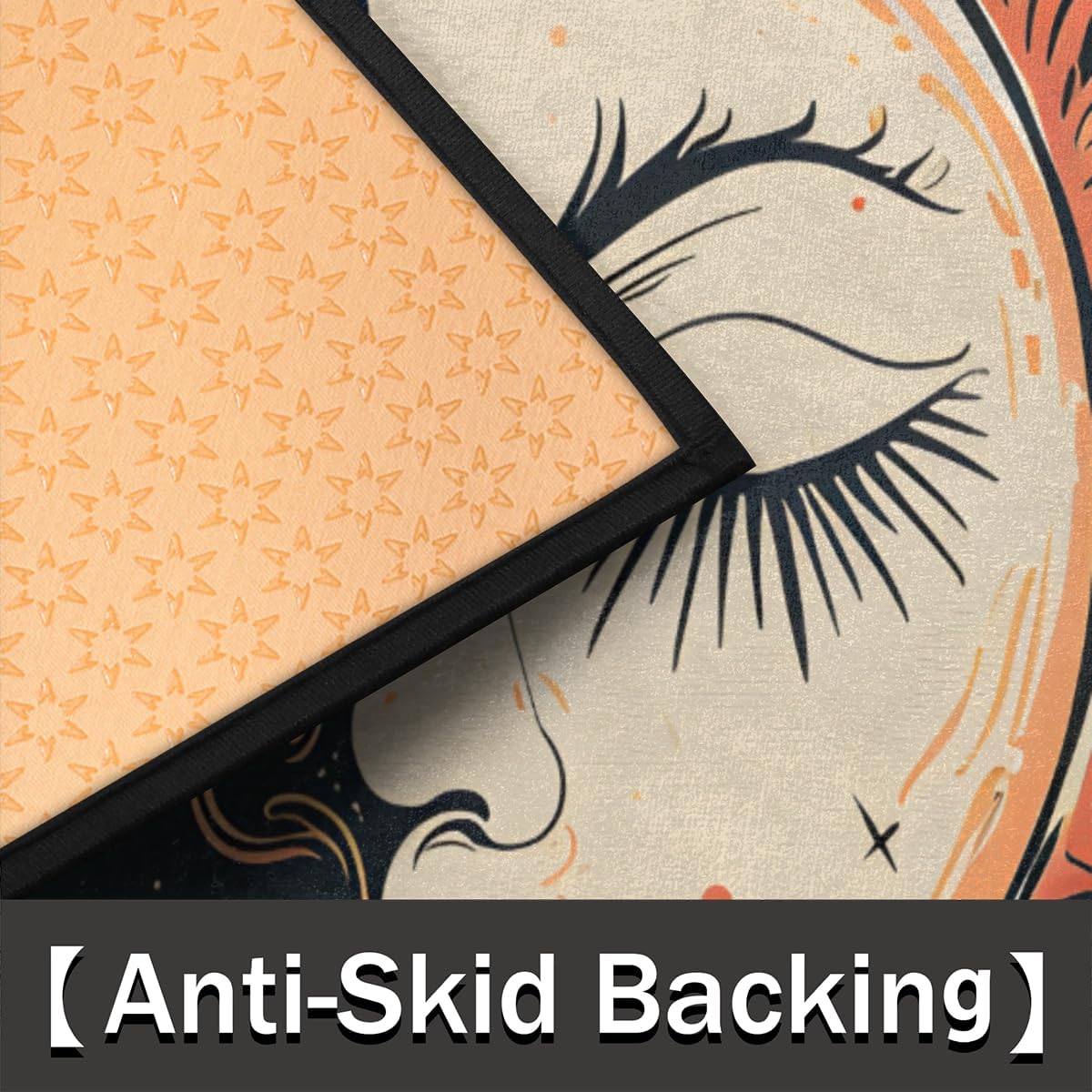 Half Round Door Mat Abstract Moon Sun Half Moon Rug Washable Half Circle Area Rugs Indoor Entrance Non Slip Semi Circle Bathroom Rugs Floor Carpet for Kithen Bedroom Fireplace Decor