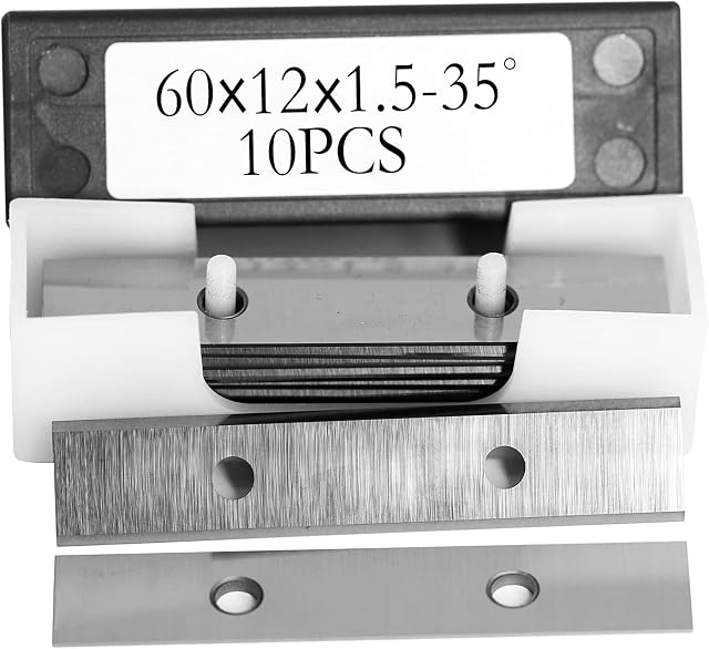 Square 60mm 2-3/8 inch Carbide Inserts Cutter Blades Paint Scraper 2 Edges 60x 12 x 1.5mm for Woodworking Surfacing Groove Helical Planer Cutter Heads and Hand Hold Scraper 10pcs