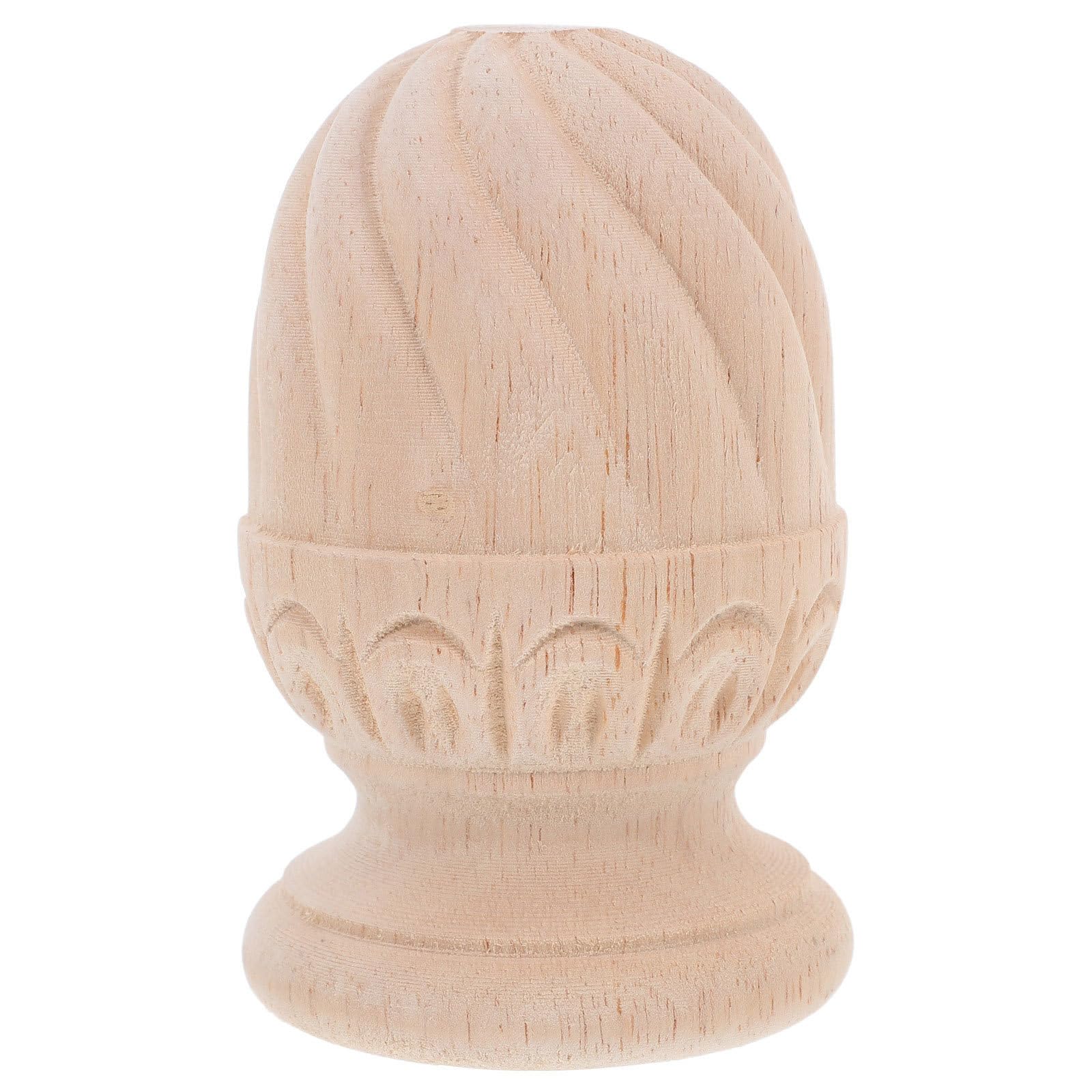 Remate de madera tallada y diseño vintage elegante para postes de escaleras
