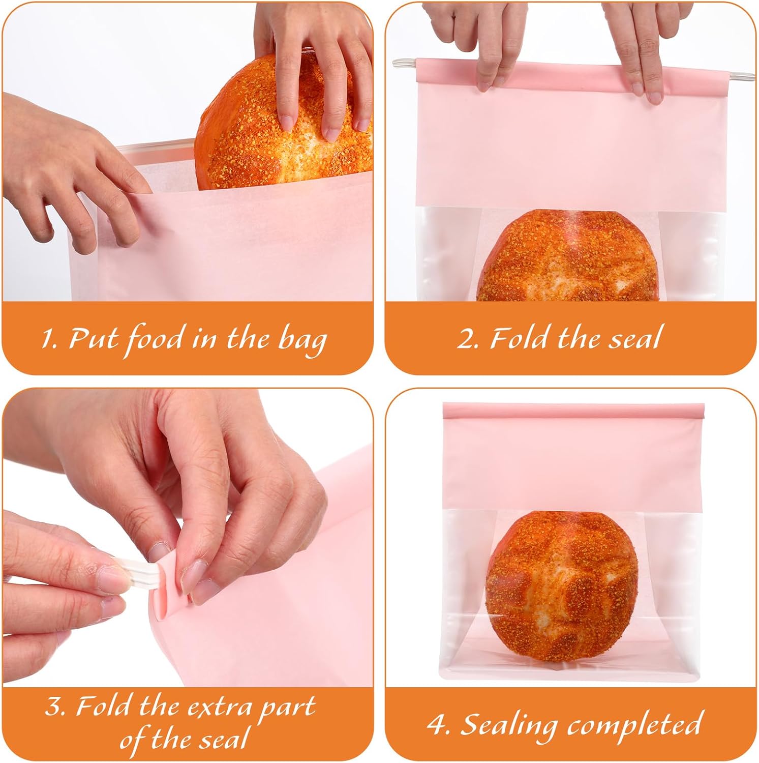 100 Pcs Pink Resealable Kraft Paper Bread Loaf Bag for Homemade Sourdough Bread, 8.6 x 4.3 x 11 Inches Food Packaging Bakery Bag with Front Window and Tin Tie Tab Lock for Gifting & Bake Sale