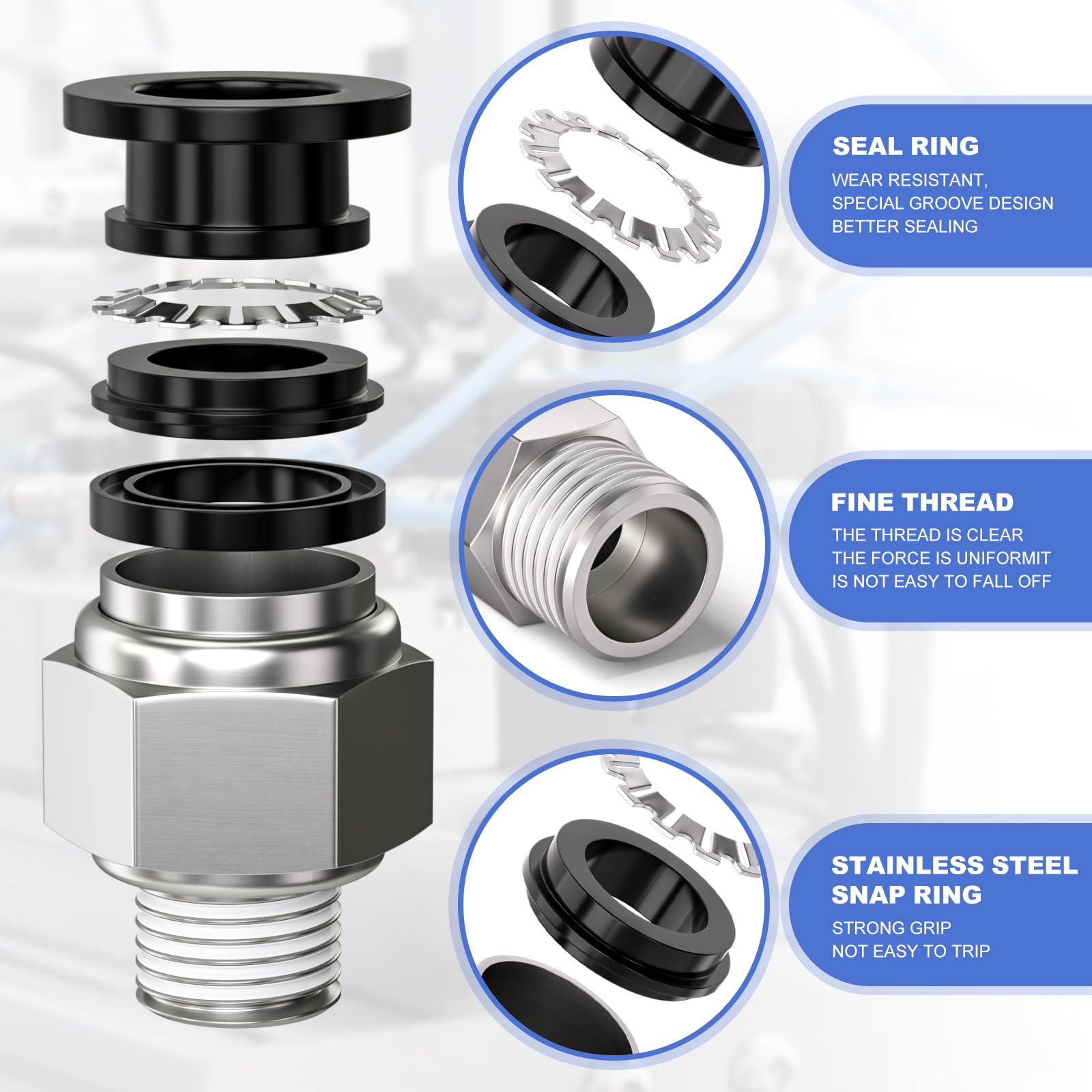 20 Pezzi Gomiti Pneumatici A Sgancio Rapido 6 Mm - Per Tubi PU, PA, PVC - Ideali Per Attrezzature Industriali - Foto 7