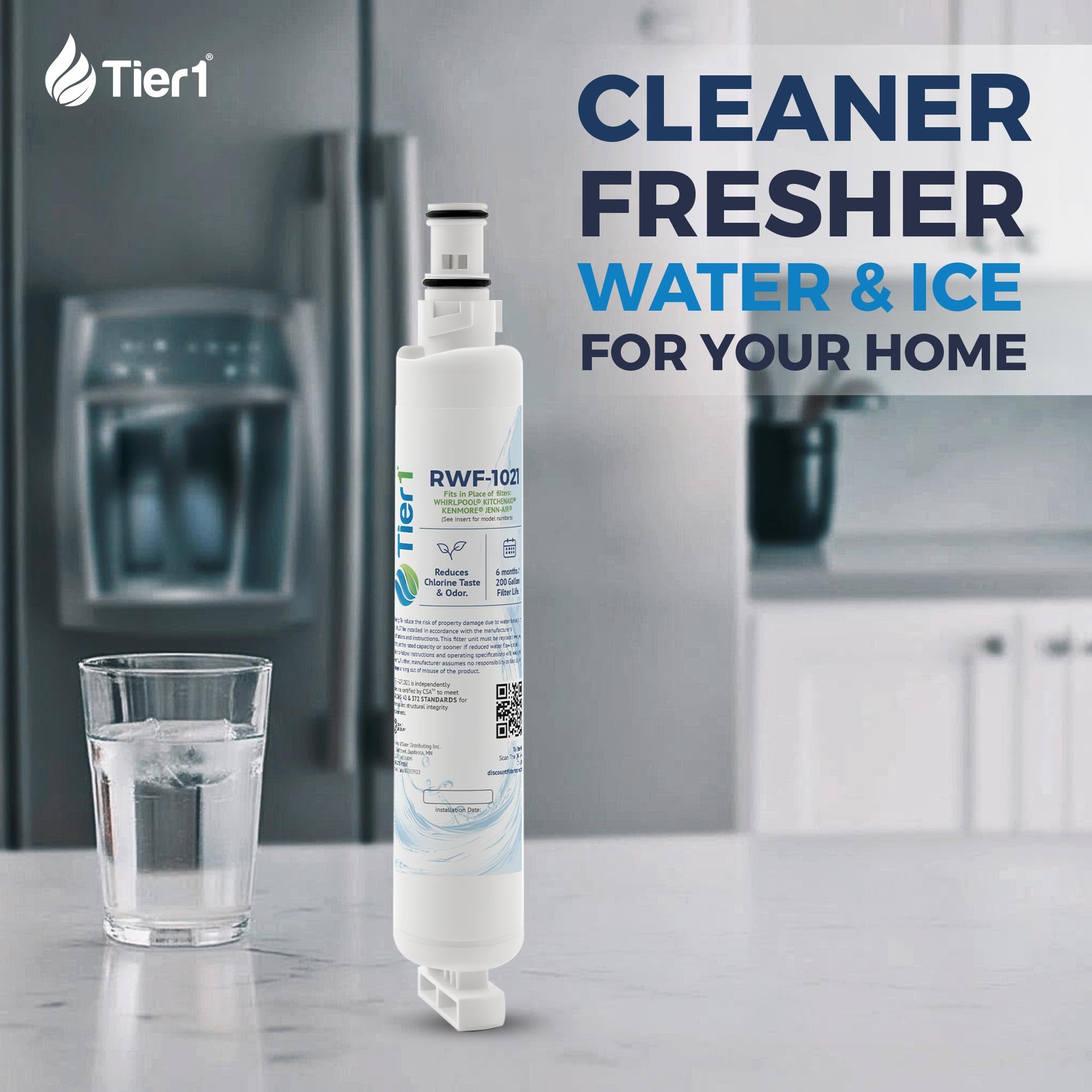 Tier1 repuesto para Whirlpool 4396701, EDR6D1, Kenmore 9915, 46-9915, NL120V, 4396701, 4396702 filtro de agua para refrigerador, 2 unidades