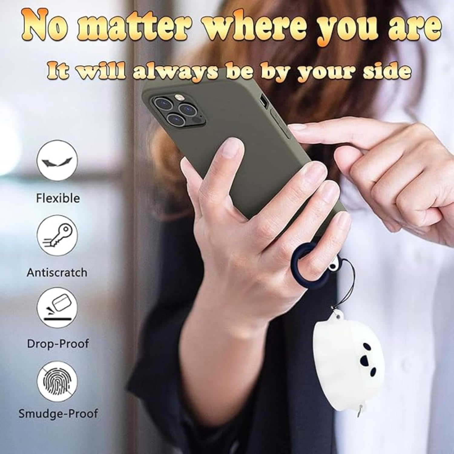 [3 in 1] SKPY Cute Case Compatible with SHOKZ OpenDots ONE with Ring and Cleaning Kit,Soft Silicone 3D Cartoon Design Rugged Shockproof Cover for OpenDots ONE Women Men - Image 4