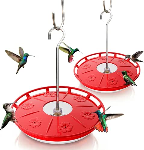 Kingsyard 2 Pack 16 OZ Disc Hummingbird Feeders for Outdoors