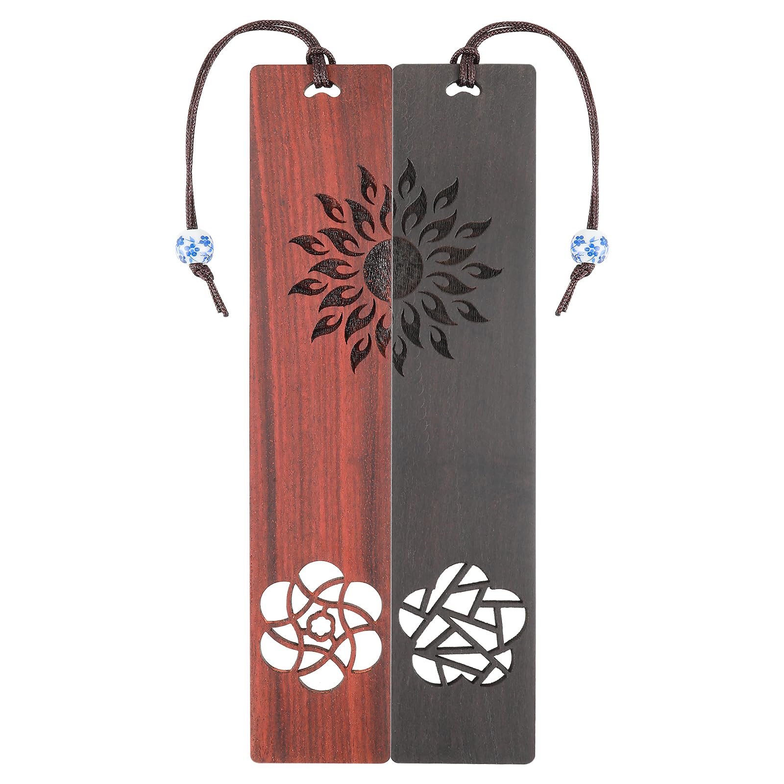 Amaxiu Marcapáginas de madera vintage, 2 marcapáginas de madera con colgante hueco para manualidades, marcadores de página, regalo para amantes de los libros, mujeres y hombres, cumpleaños (d)