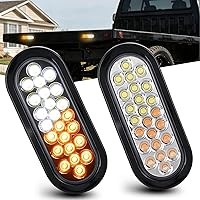 Vista 16 de Nilight - TL-08 - Luces traseras LED ovaladas de 6 pulgadas, color ámbar, 2 unidades, 10 LED con ojales de montaje empotrado, enchufes IP67, señales