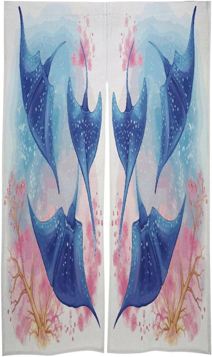Sea Animals Stingrays Door Curtain Printed Doorway Noren Japanese Style Doorway Room Divider Curtains for Privacy Partition Divider Kitchen Home Decorations Wall Hanging