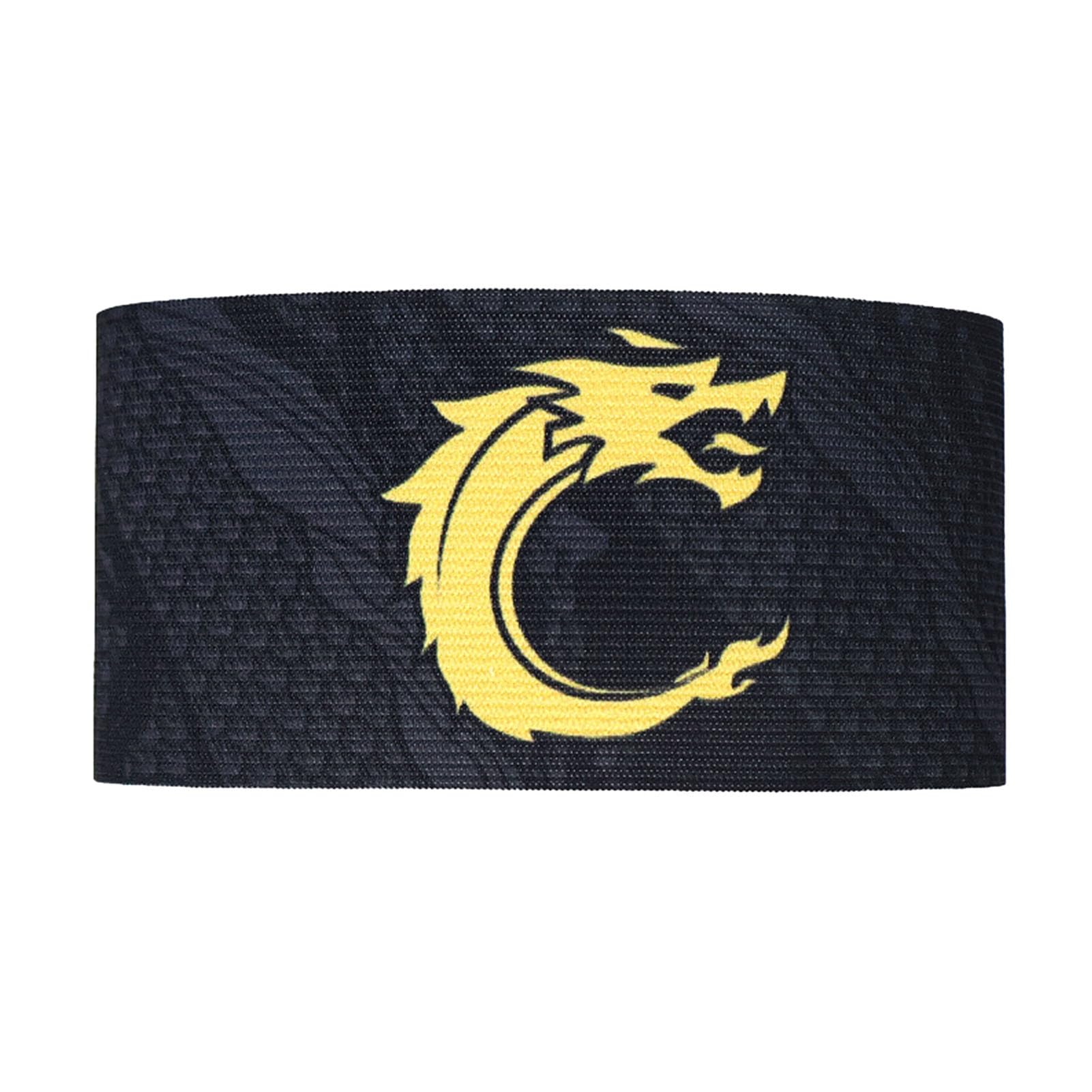 Worparsen Elastic Rubber Strap Soccer Player Arm Band Sports Captain C Unisex Fasten Tape Anti-Slip Dragon Print Adjustable Team Training Outdoor Football Black 35cm