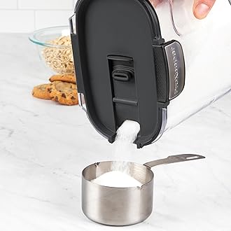 ProKeeper+ Airtight Food Storage Container Set – Clear Plastic Flour and Sugar Canister Set with Magnetic Accessories for Kitchen Organization (Black, 9-Piece)