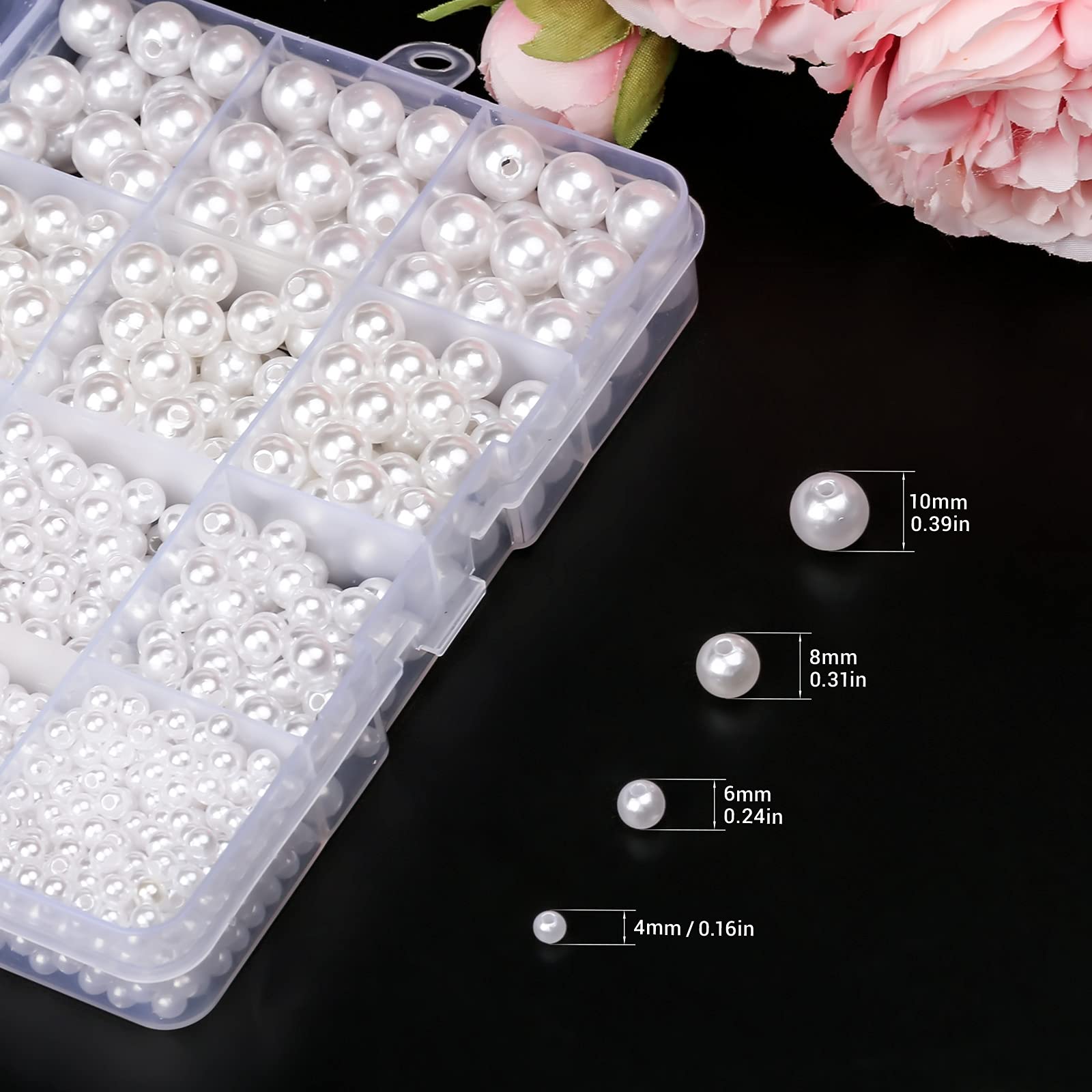 1450 Perles Blanches 6 Mm Rondes – Perles Artificielles ABS Pour Bijoux DIY, Bracelets, Colliers & Décoration