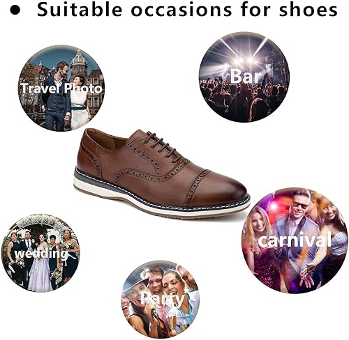 Miniatura 4 de Meijiana Zapatos de vestir casuales Oxfords para hombre, zapatos de cuero con cordones para hombre, zapatos Oxford de negocios