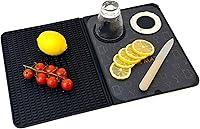 ZJWZLG Multifunctional Folding Silicone Bar Mat with Cutting Board - 18x12 Inch Black Cocktail Prep Station, Countertop Protector for Home Bar & Travel