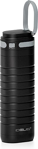 IDEUS Botella de agua aislada de acero inoxidable de 14 onzas con tapa con cerradura y taza de café de viaje a prueba de fugas para bebidas