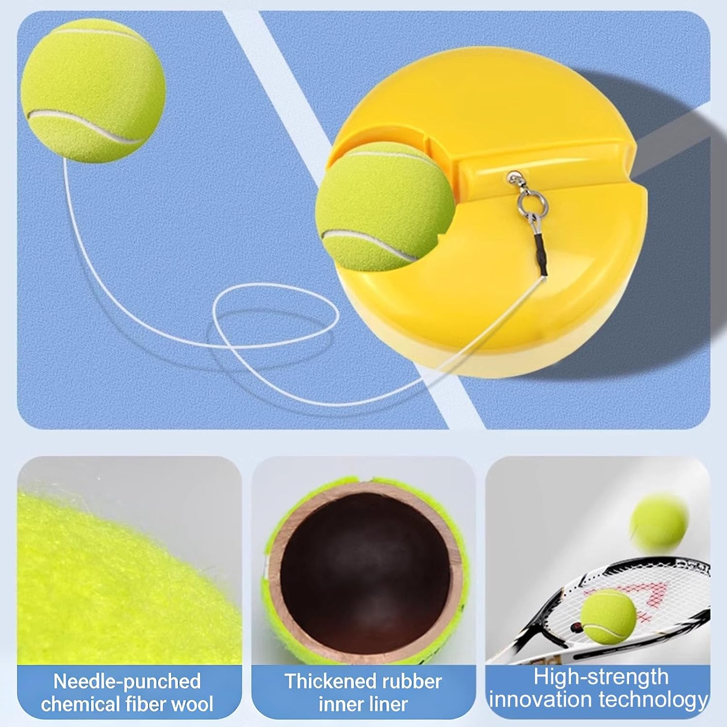 Stable Base Tennis Practice Rebounder Automatic Ball Return Equipment Sports Device for Beginner Rebounder Easy Installation