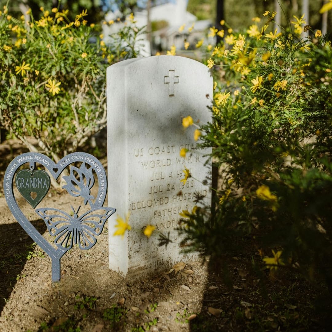 Décorations funéraires pour cimetière - Plaques commémoratives pour l'extérieur pour la perte de grand-mère - Bâton en métal - Ornements de jardin - Marqueur pour hommage à grand-mère