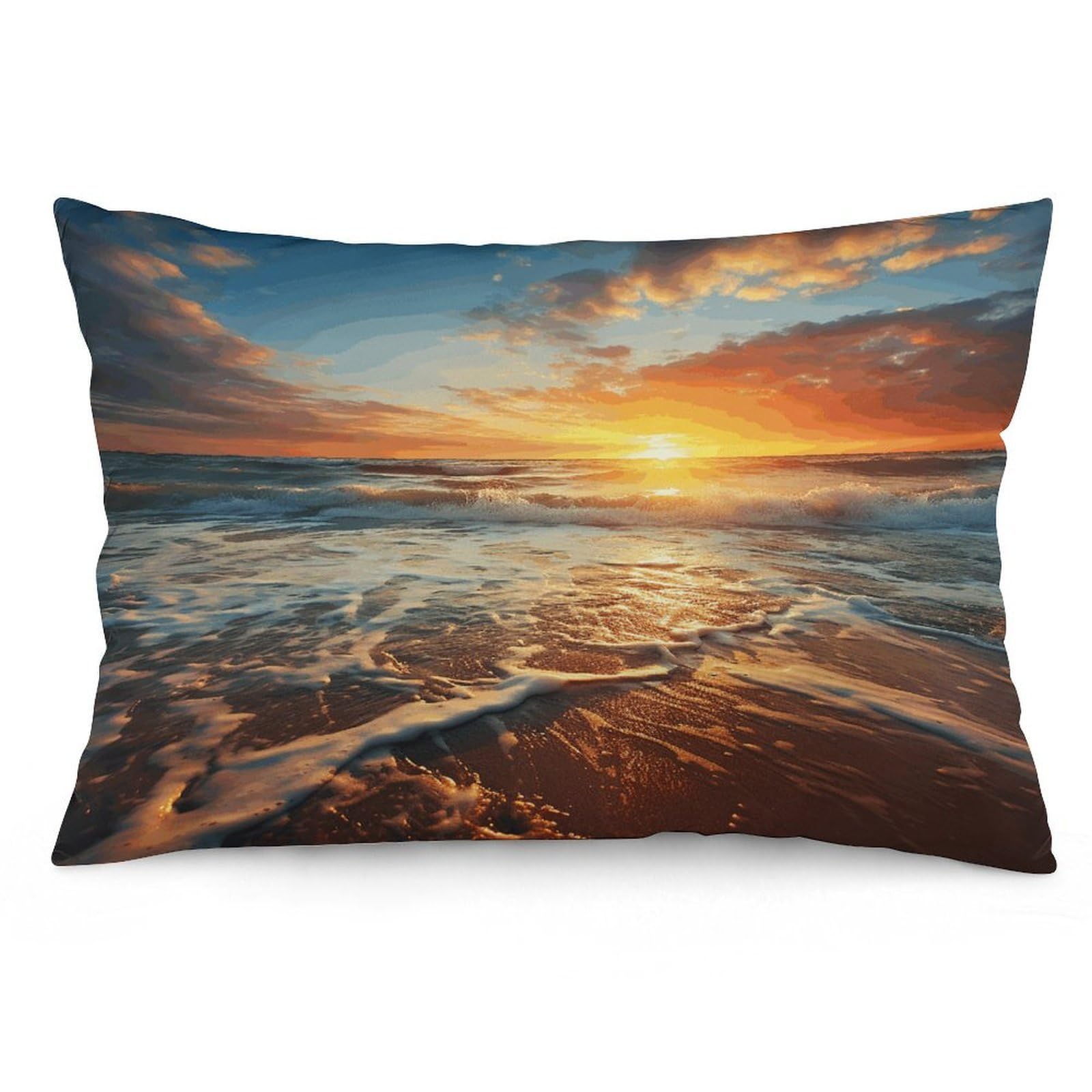 Ocean Sunrise Throw Pillow Cover Soft Lumbar Pillow Covers with Zipper Breathable Rectangular Cushion Case Polyester Pillow Case Decorative Body Pillow Cover for Couch Bed