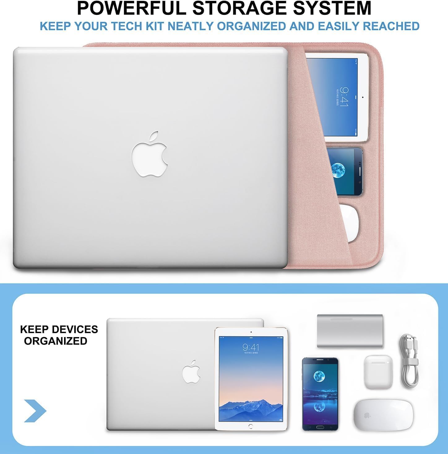 Laptop Sleeve Case 14 inch, Shockproof Protective Computer Cover with Accessories Pocket, Portable Laptop Bag Compatible for 14 inch MacBook Air/Pro, Dell, HP, Acer, Asus, Lenovo, Pink - Image 2