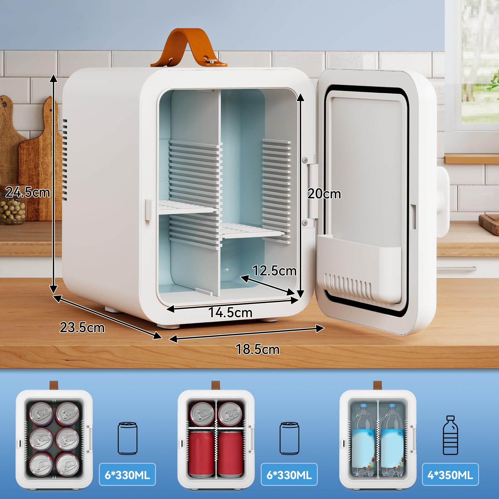 YU YUSING Nevera Pequeña 4L, Mini Nevera para Habitacion,con Estantes