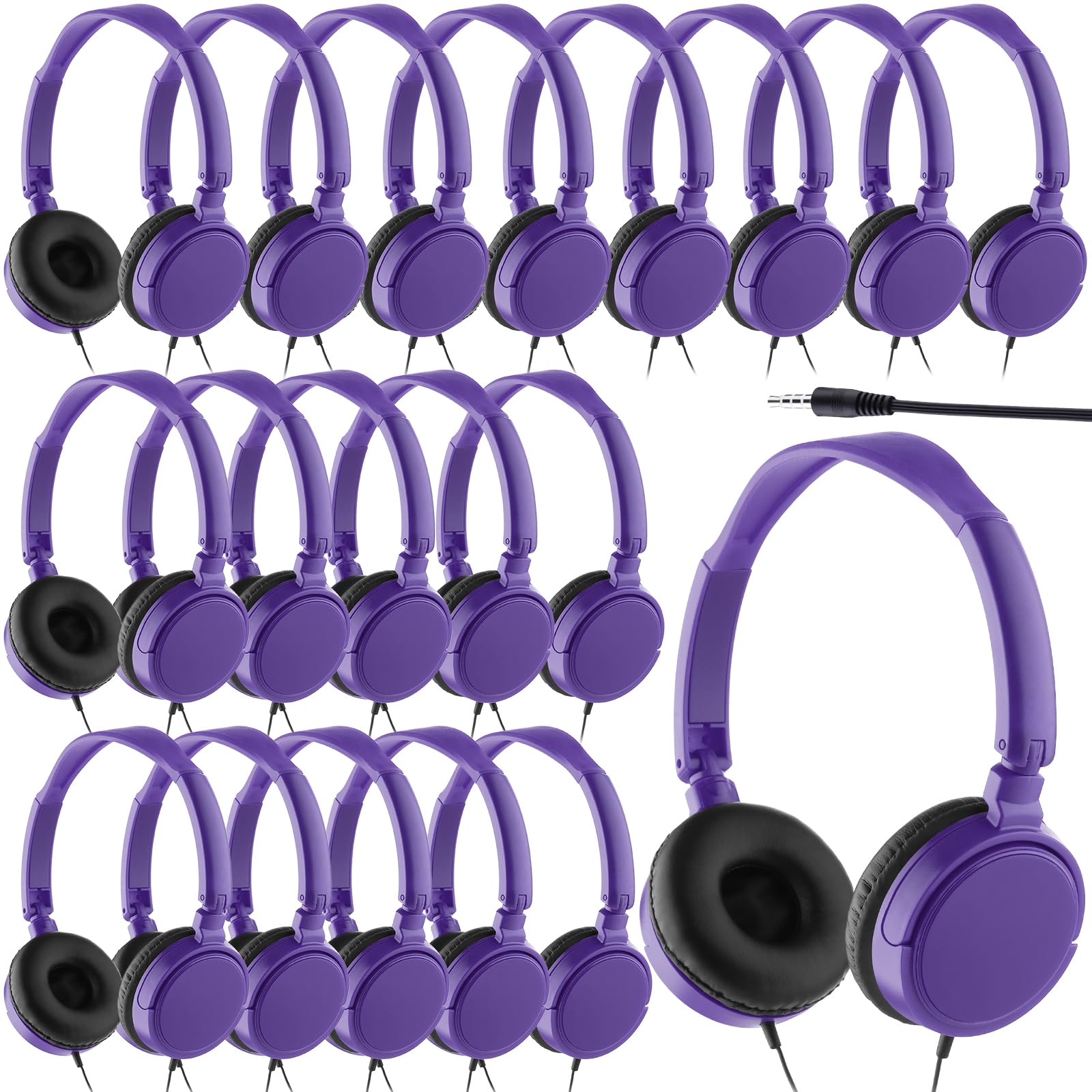 Yunsailing 18 Pack Classroom Headphones Bulk, Wired Headphones,Purple