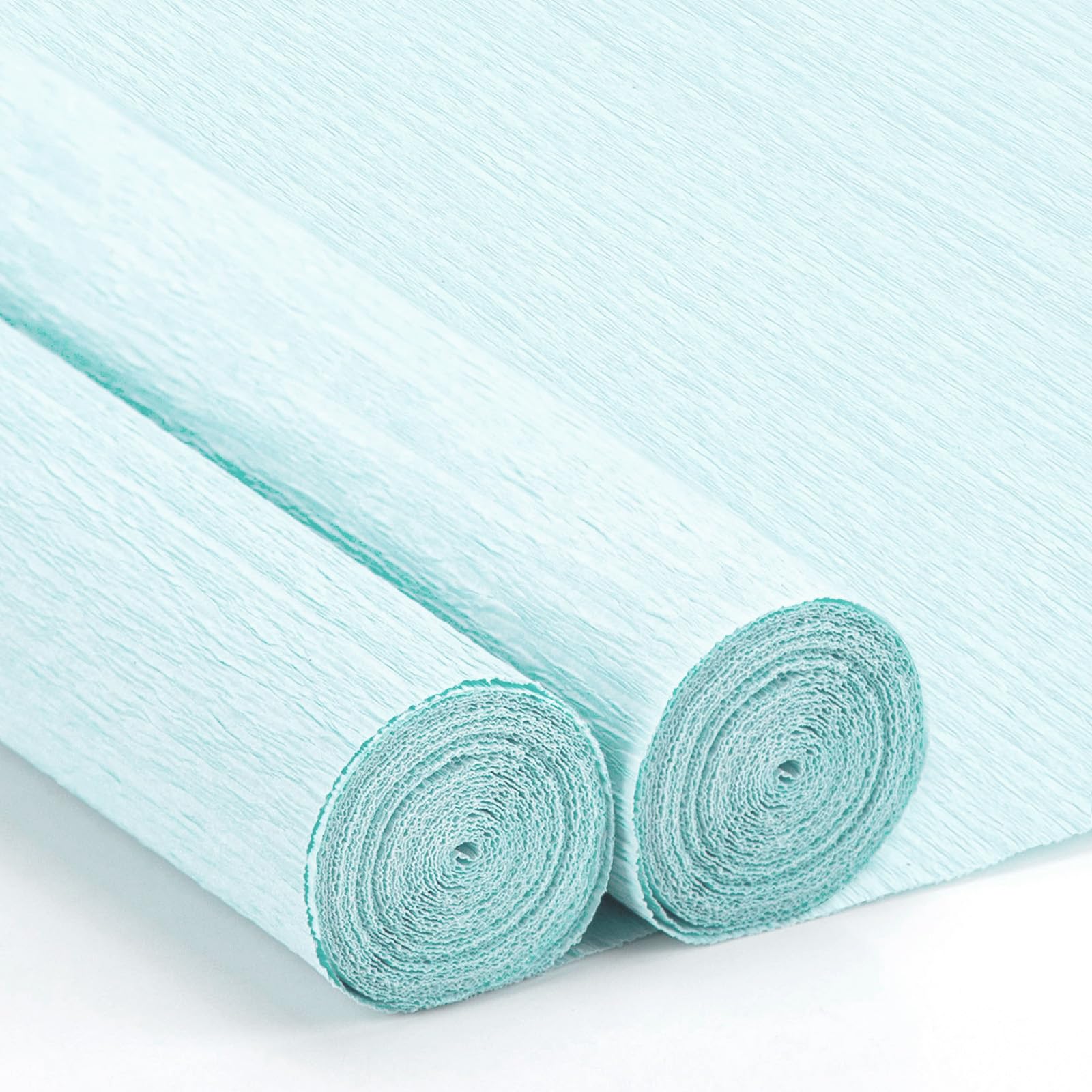 Crepe Paper Streamers 2 Rolls, 10 x 98Inch Crepe Paper Sheets for DIY Gift Colourful Paper Flower Wrapping Paper Crafts Birthday Wedding Holiday Party Decorations (Aqua Blue)